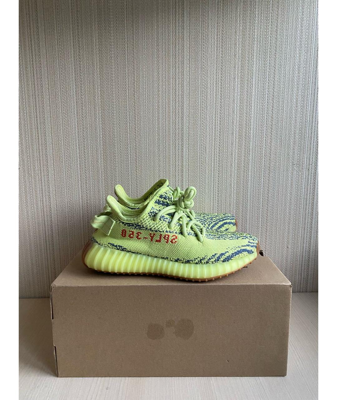 ADIDAS YEEZY Салатовые текстильные низкие кроссовки / кеды, фото 4