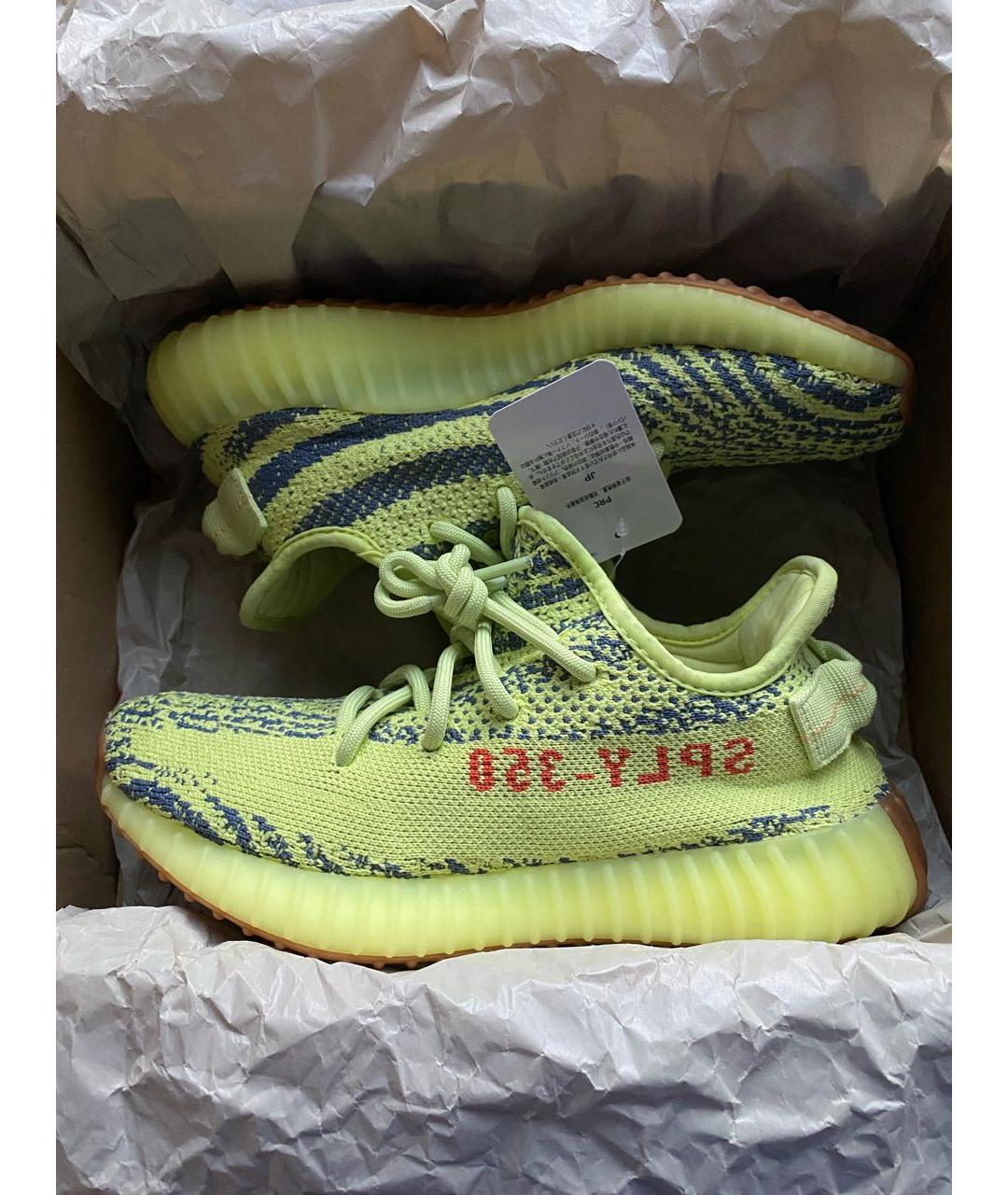 ADIDAS YEEZY Салатовые текстильные низкие кроссовки / кеды, фото 2