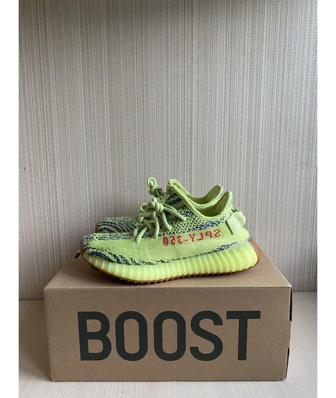 ADIDAS YEEZY Салатовые текстильные низкие кроссовки / кеды, фото 3