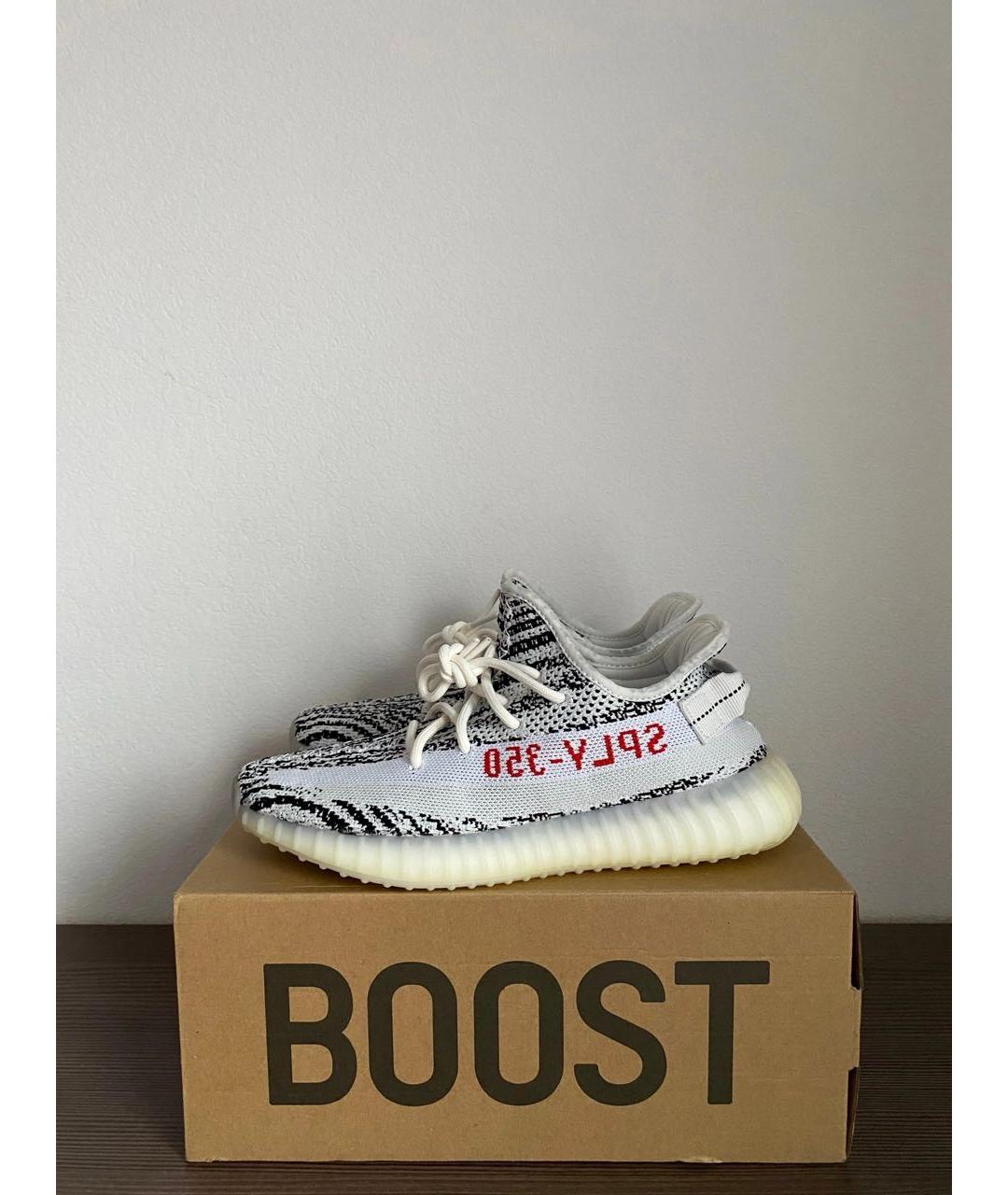 ADIDAS YEEZY Белые текстильные низкие кроссовки / кеды, фото 4