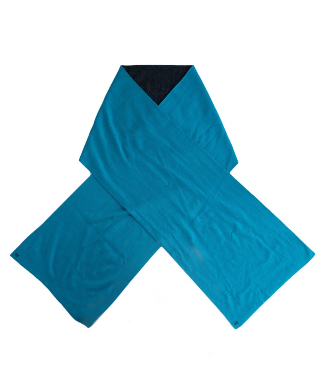 HERMES Голубой кашемировый шарф, фото 1