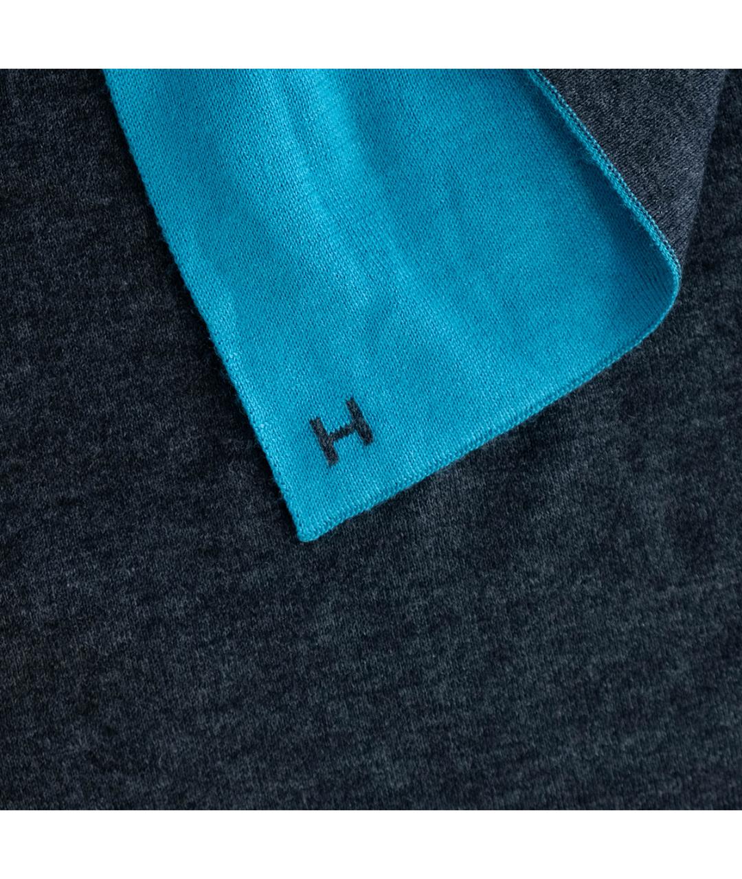 HERMES Голубой кашемировый шарф, фото 5