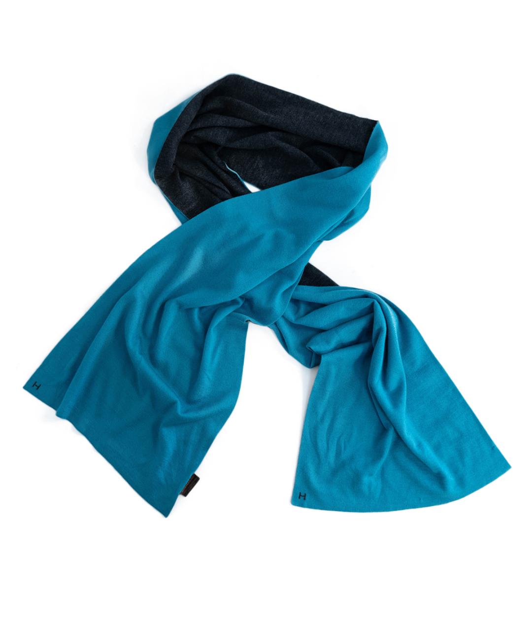 HERMES Голубой кашемировый шарф, фото 2
