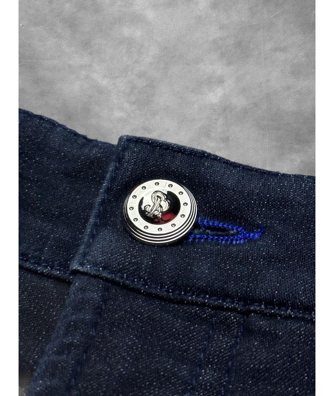STEFANO RICCI Темно-синие хлопко-полиэстеровые прямые джинсы, фото 7