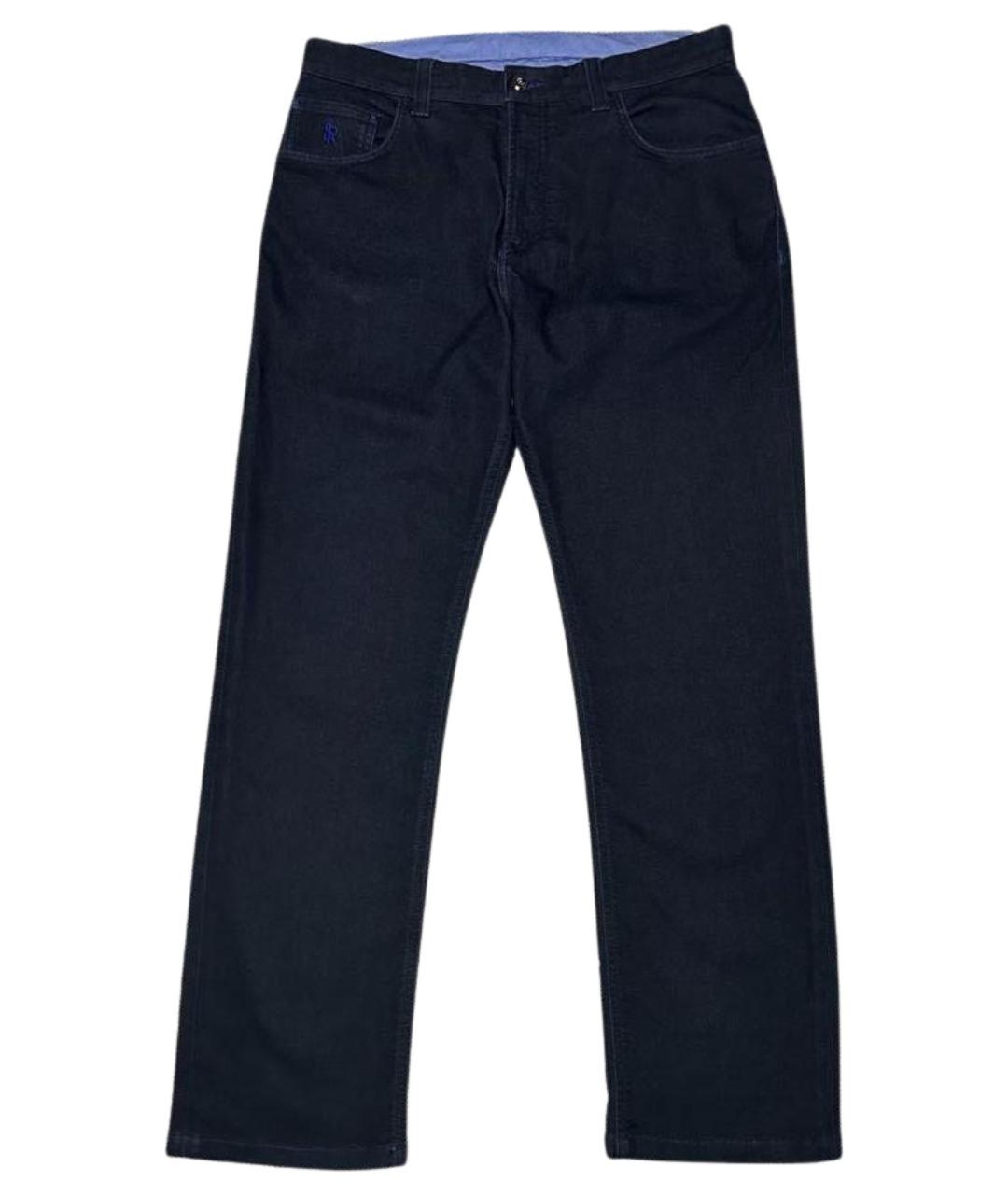 STEFANO RICCI Темно-синие хлопко-полиэстеровые прямые джинсы, фото 1