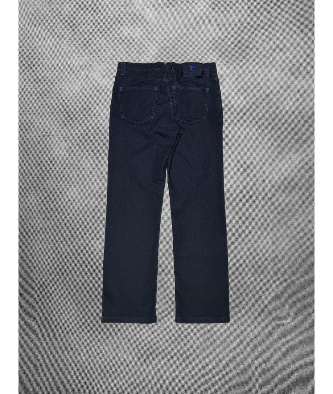 STEFANO RICCI Темно-синие хлопко-полиэстеровые прямые джинсы, фото 2