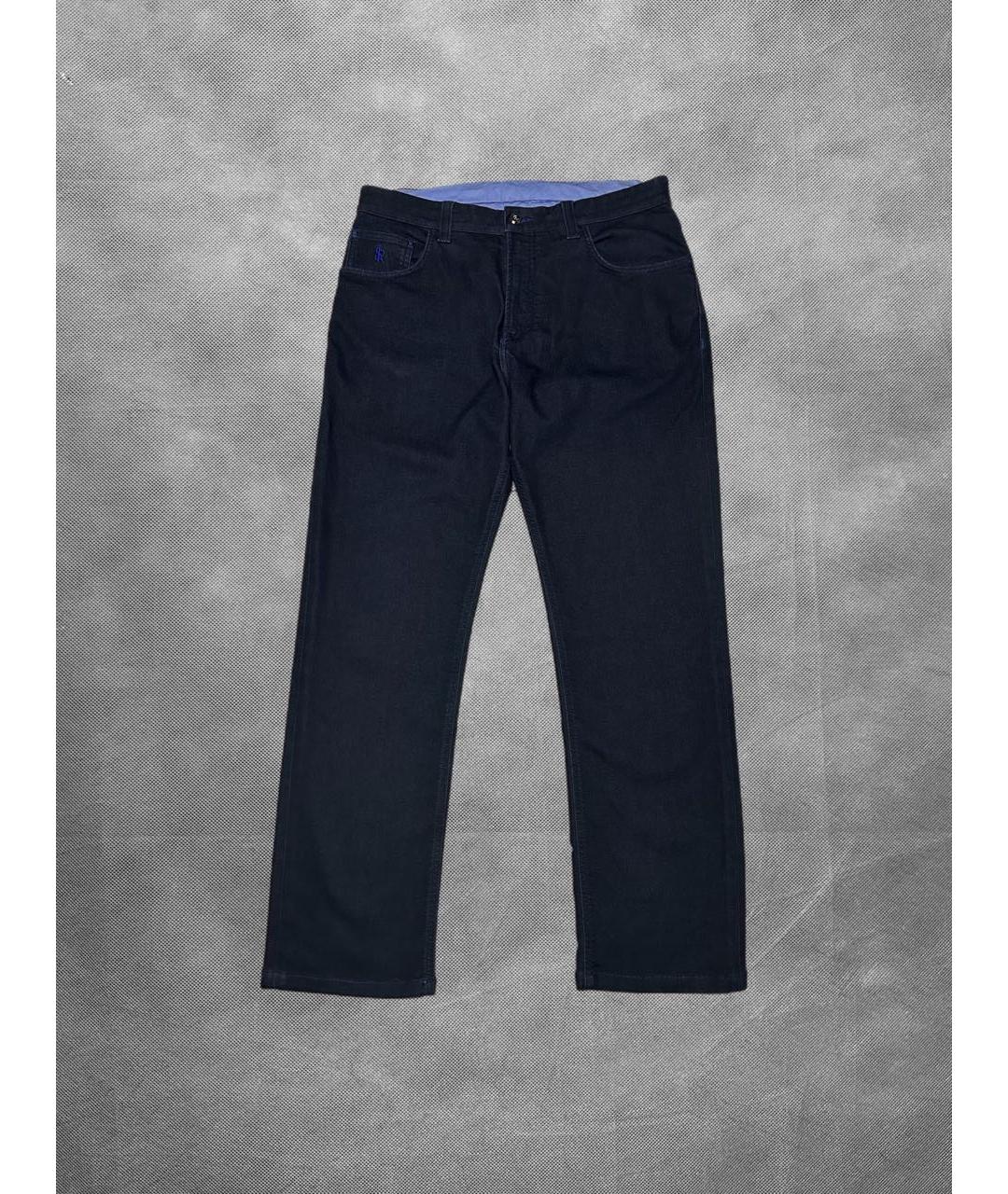 STEFANO RICCI Темно-синие хлопко-полиэстеровые прямые джинсы, фото 9