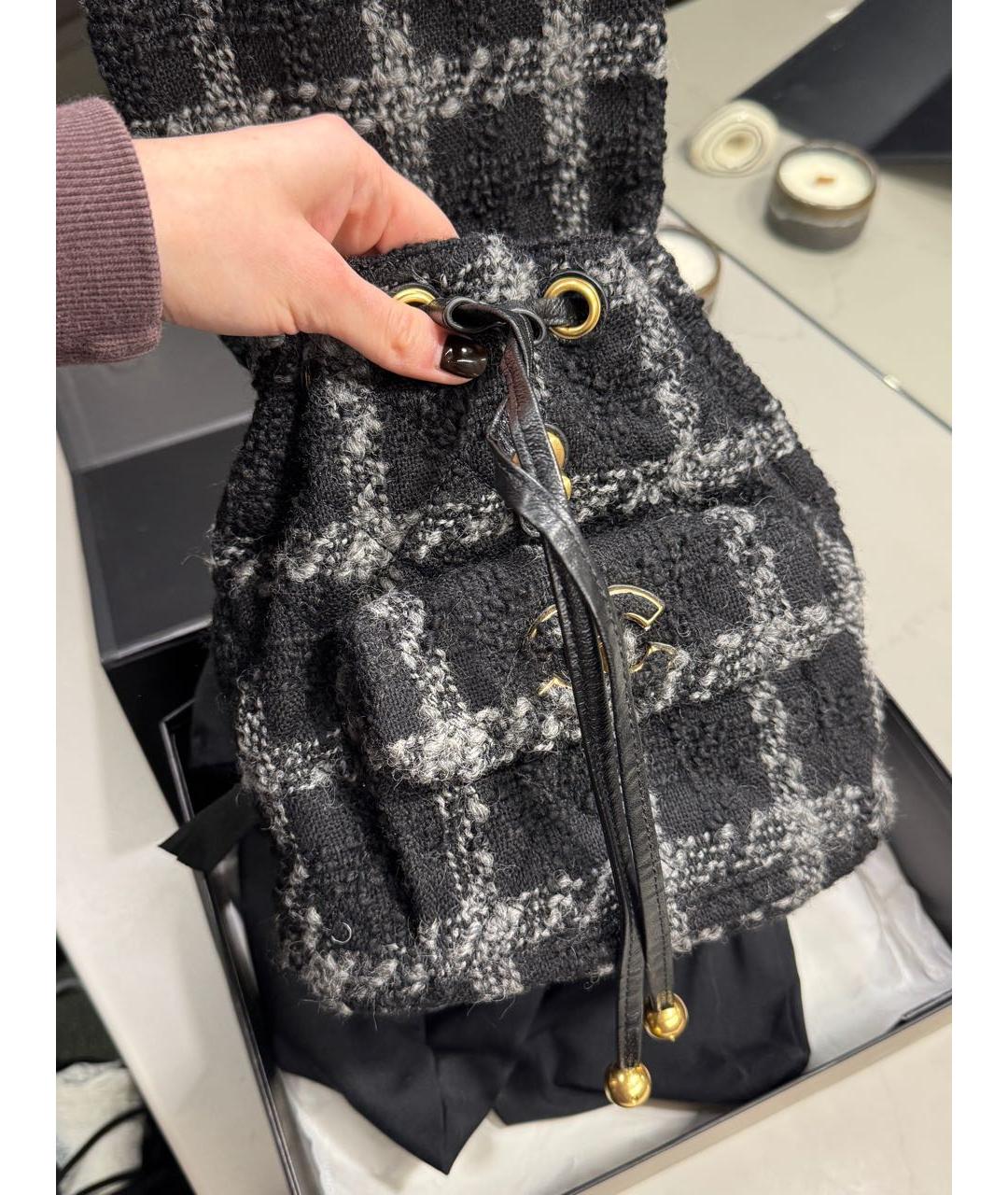 CHANEL Черный твидовый рюкзак, фото 2