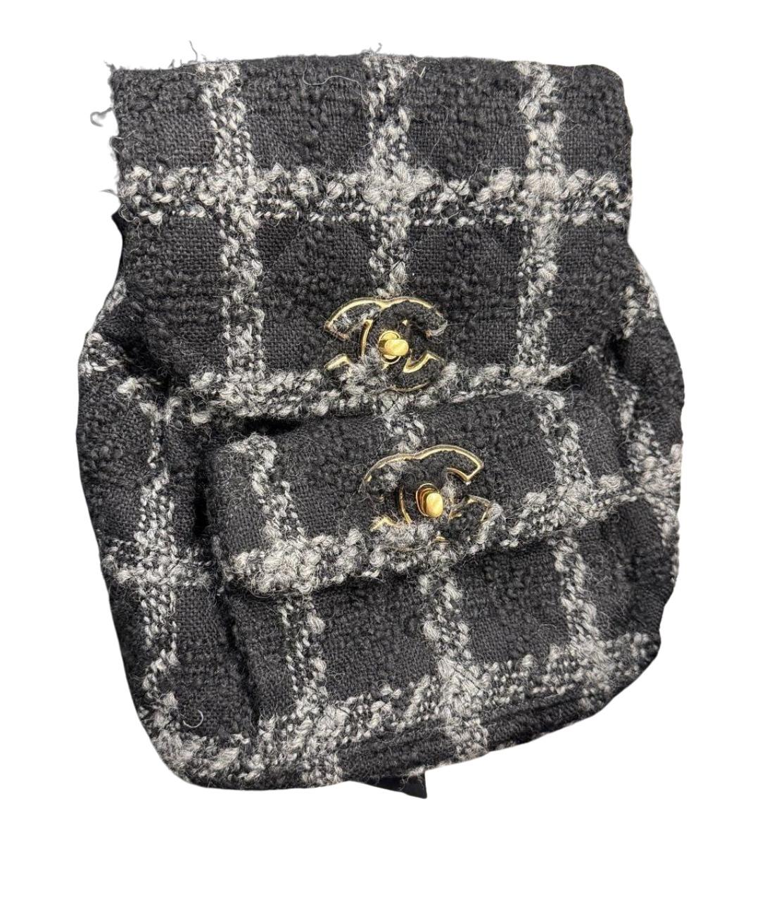 CHANEL Черный твидовый рюкзак, фото 1