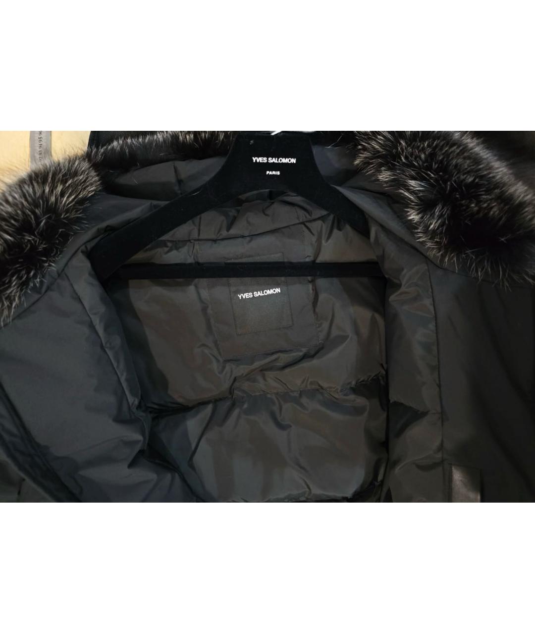 YVES SALOMON Черный полиэстеровый пуховик, фото 5