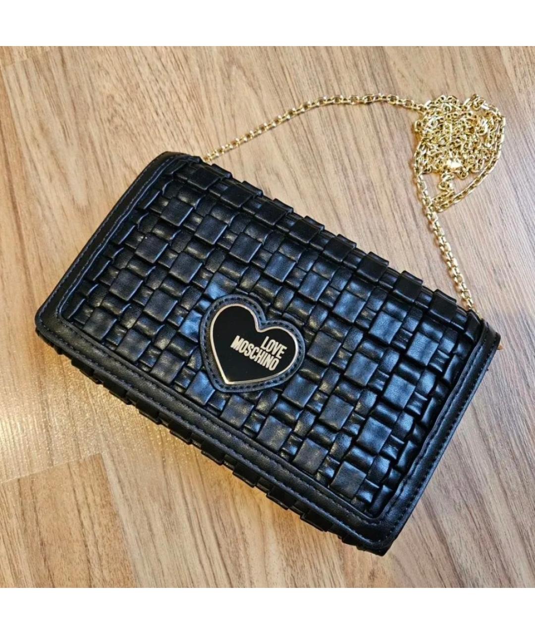 LOVE MOSCHINO Черная сумка через плечо из искусственной кожи, фото 8