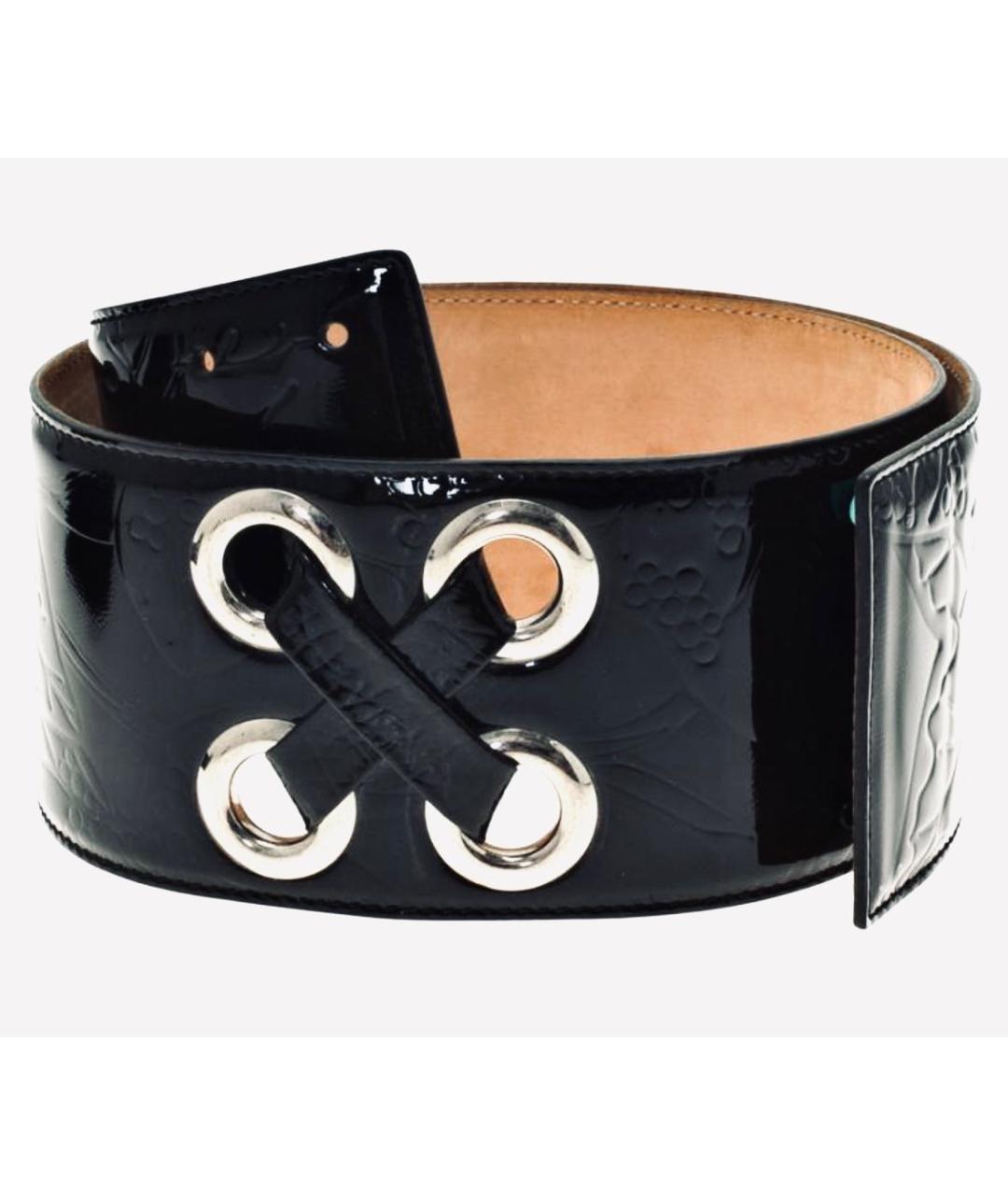 ALEXANDER MCQUEEN Черный ремень из лакированной кожи, фото 3