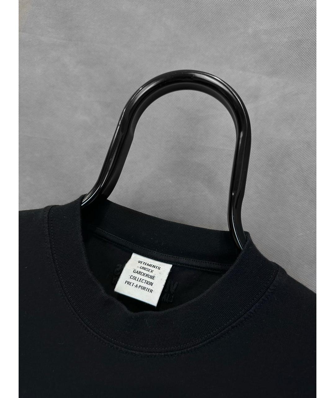 VETEMENTS Черная хлопковая футболка, фото 3