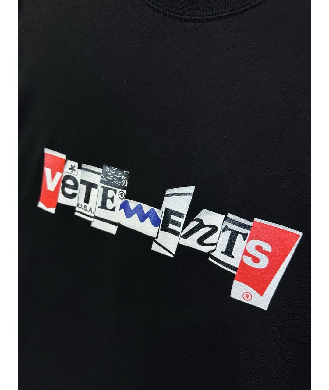 VETEMENTS Черная хлопковая футболка, фото 4