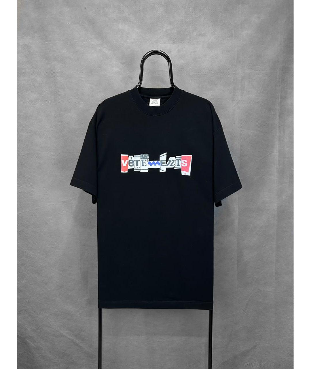 VETEMENTS Черная хлопковая футболка, фото 7