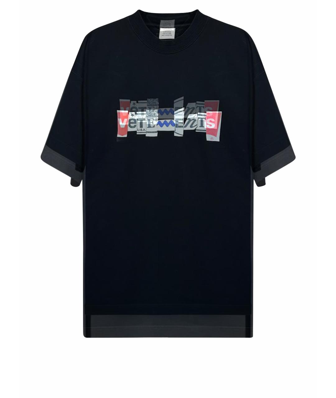 VETEMENTS Черная хлопковая футболка, фото 1