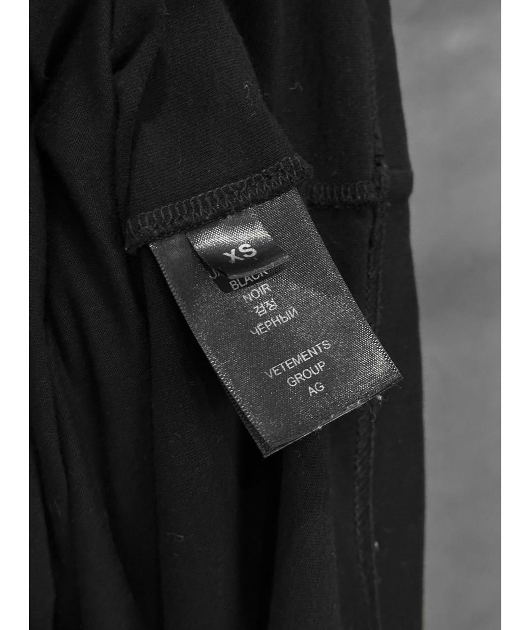 VETEMENTS Черная хлопковая футболка, фото 6