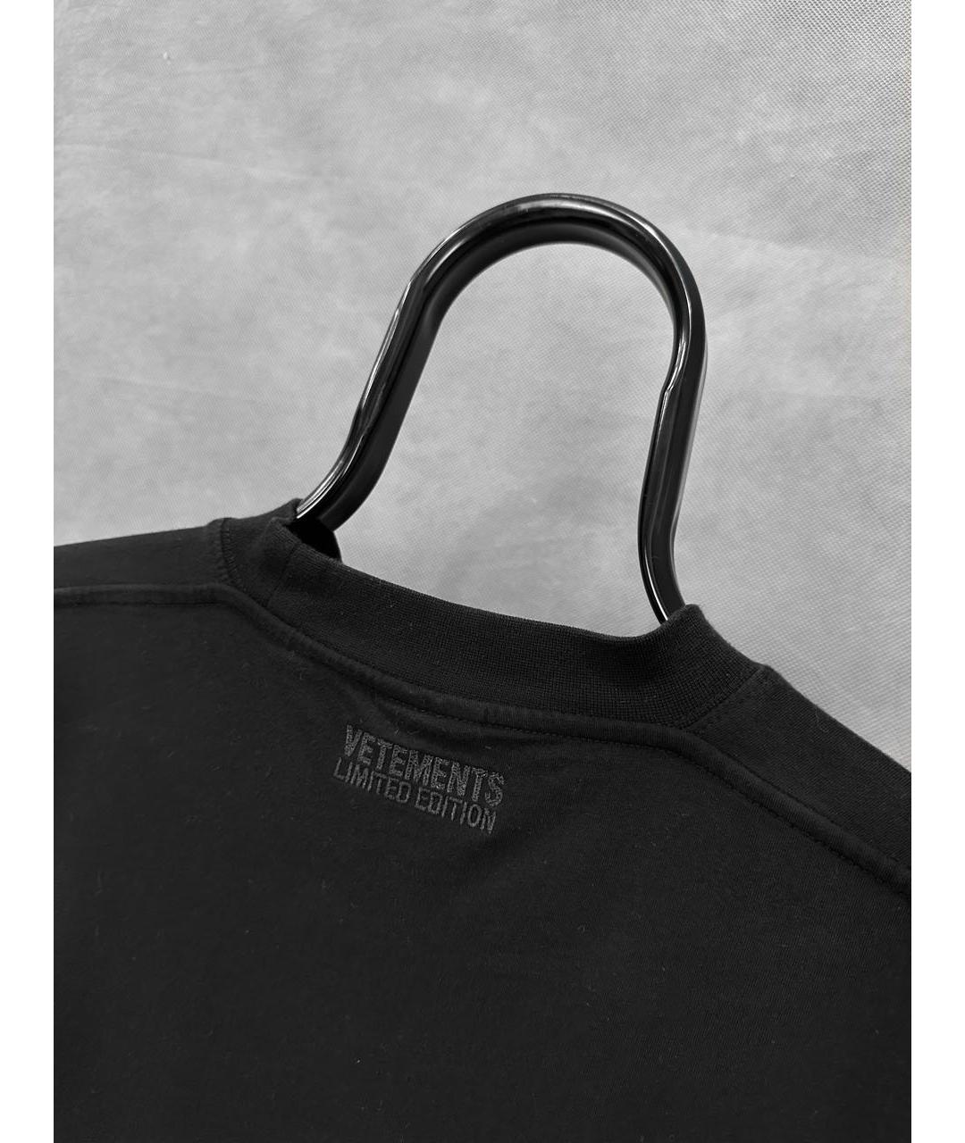 VETEMENTS Черная хлопковая футболка, фото 5