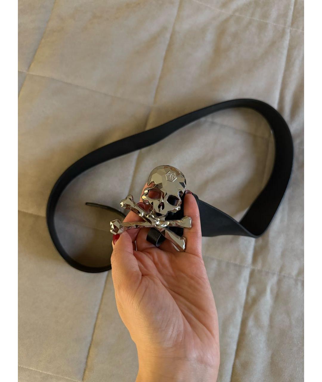 PHILIPP PLEIN Черный кожаный ремень, фото 5