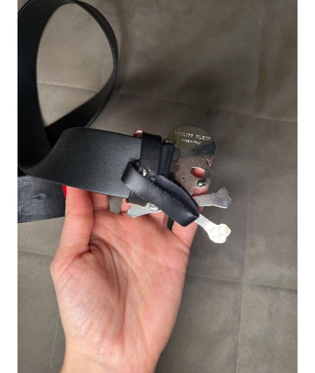 PHILIPP PLEIN Черный кожаный ремень, фото 3