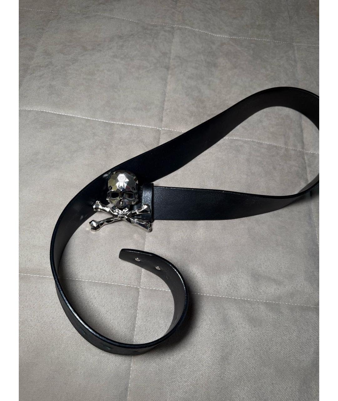 PHILIPP PLEIN Черный кожаный ремень, фото 2