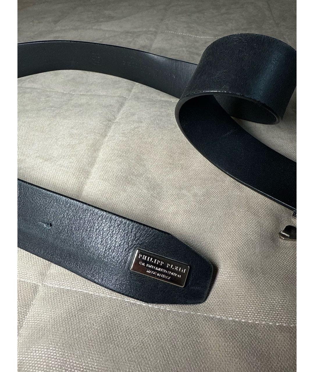 PHILIPP PLEIN Черный кожаный ремень, фото 4