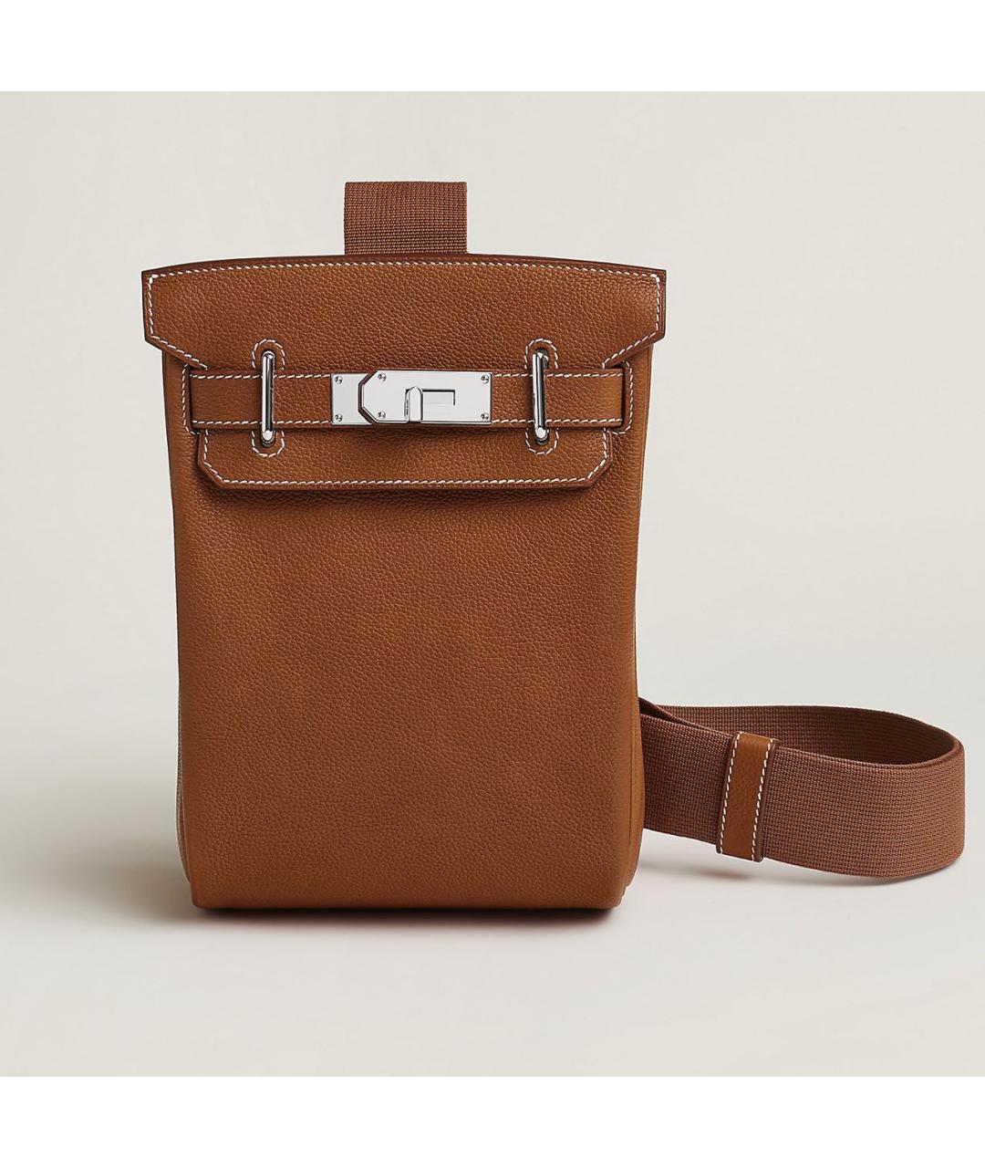 HERMES Коричневая кожаная сумка на плечо, фото 8