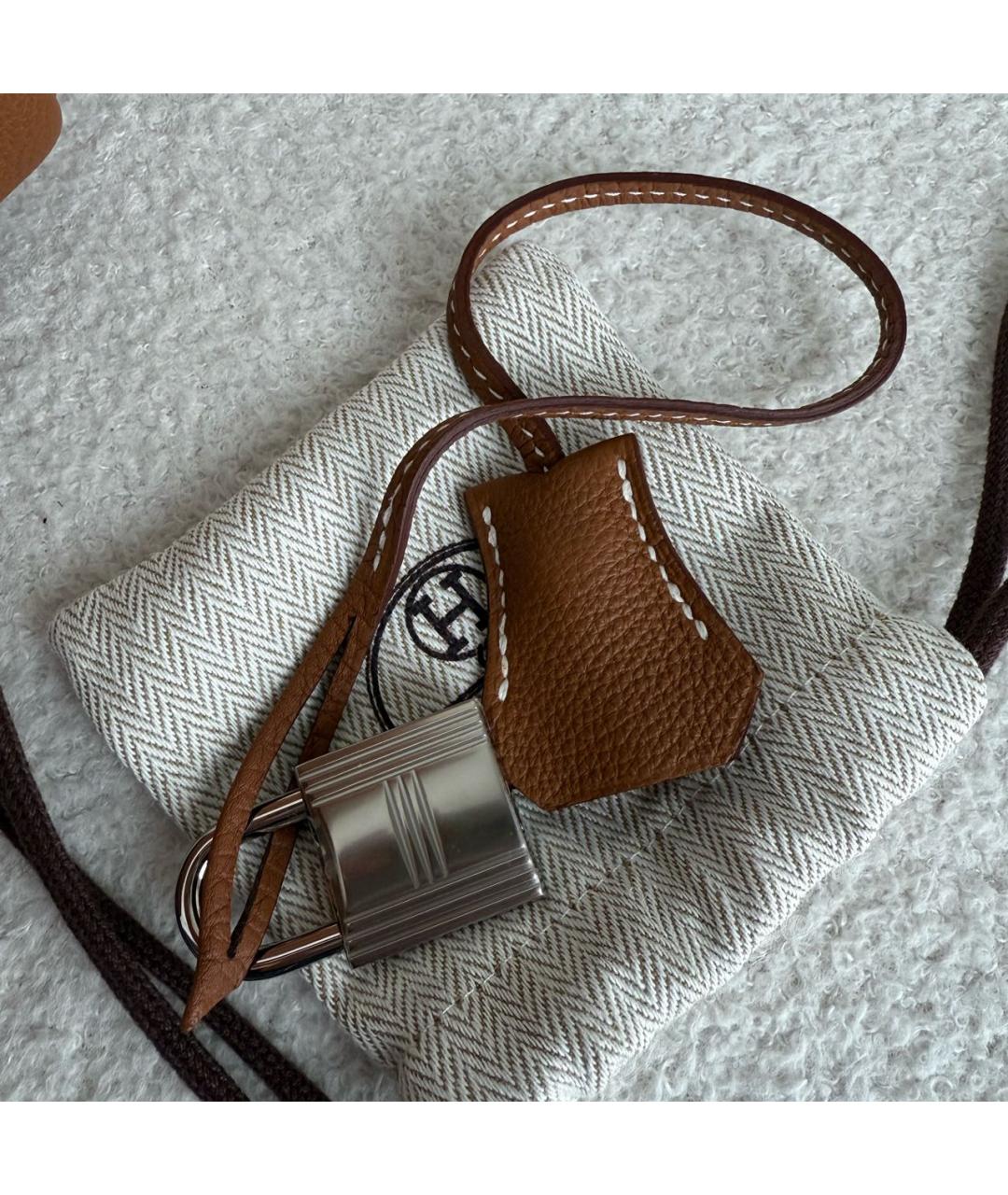 HERMES Коричневая кожаная сумка на плечо, фото 6