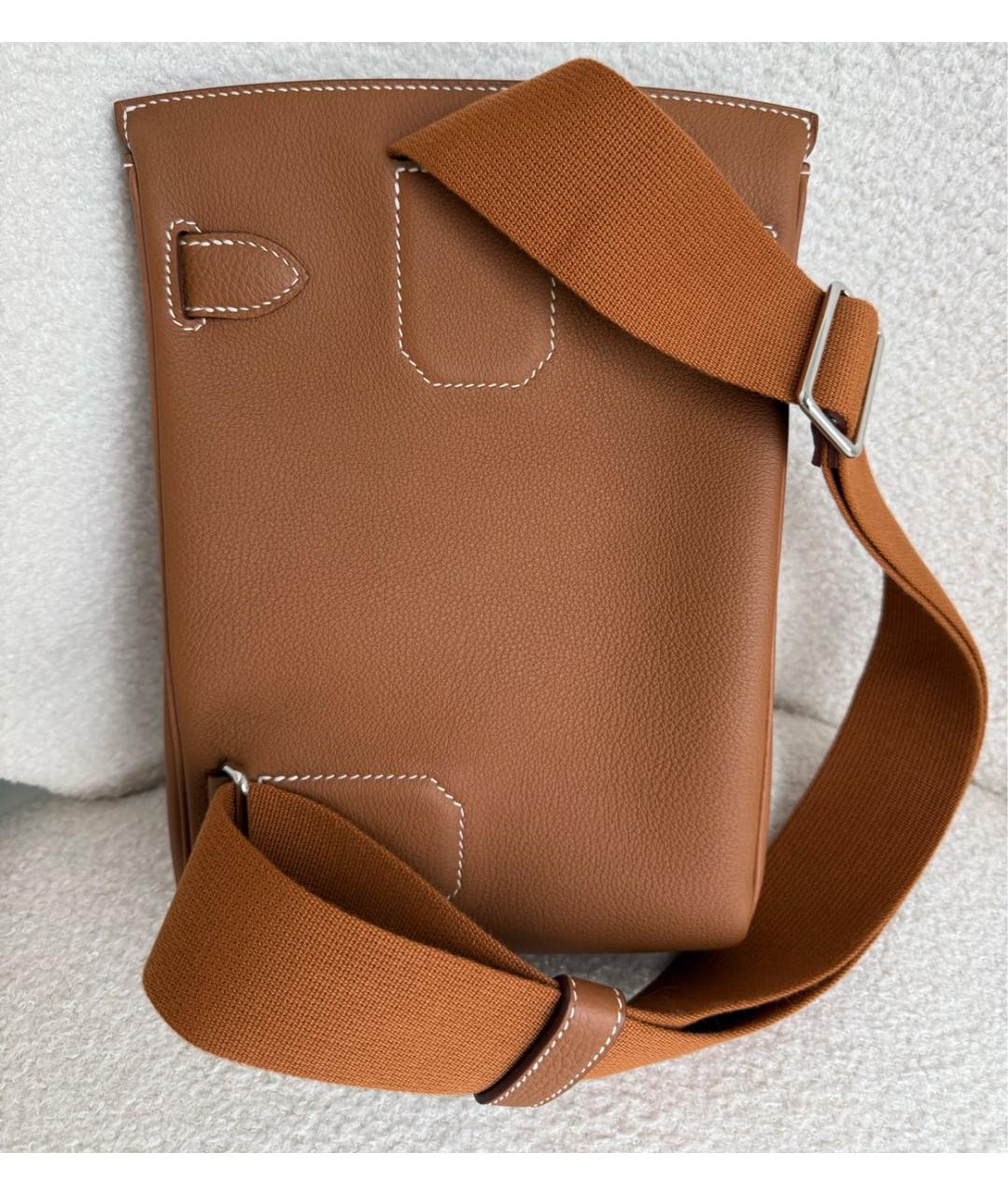 HERMES Коричневая кожаная сумка на плечо, фото 3