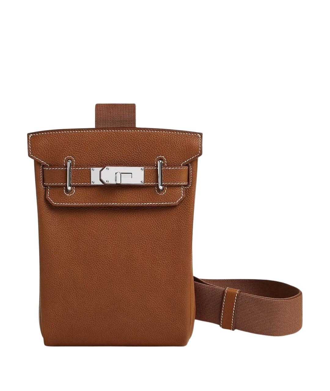 HERMES Коричневая кожаная сумка на плечо, фото 1