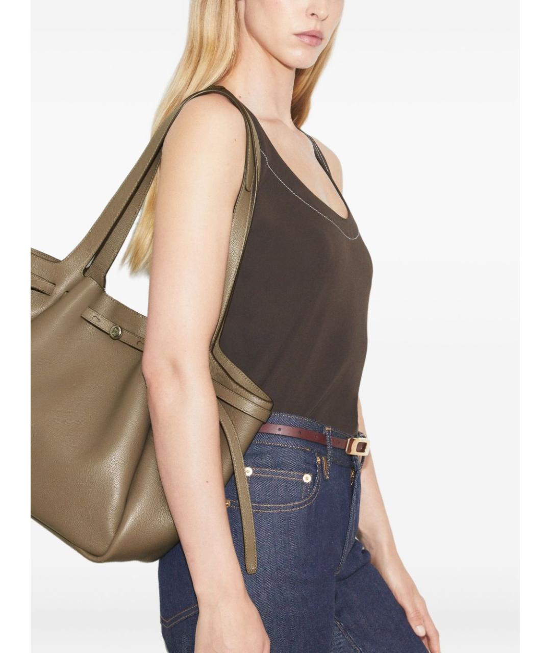 TORY BURCH Коричневая кожаная сумка тоут, фото 2