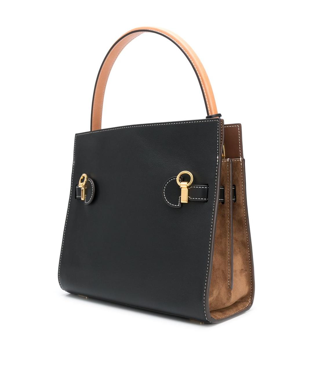 TORY BURCH Черная кожаная сумка с короткими ручками, фото 4