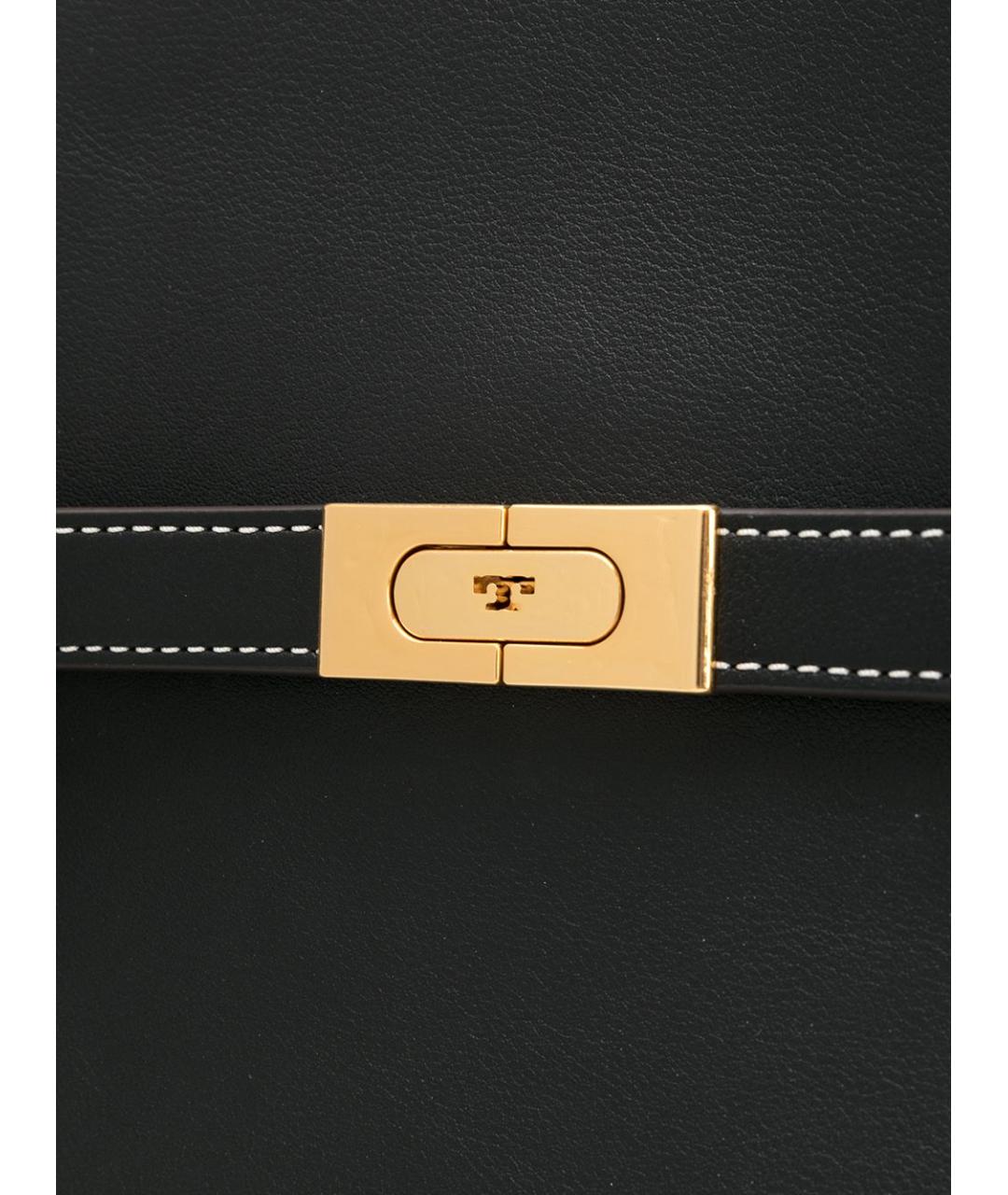 TORY BURCH Черная кожаная сумка с короткими ручками, фото 3