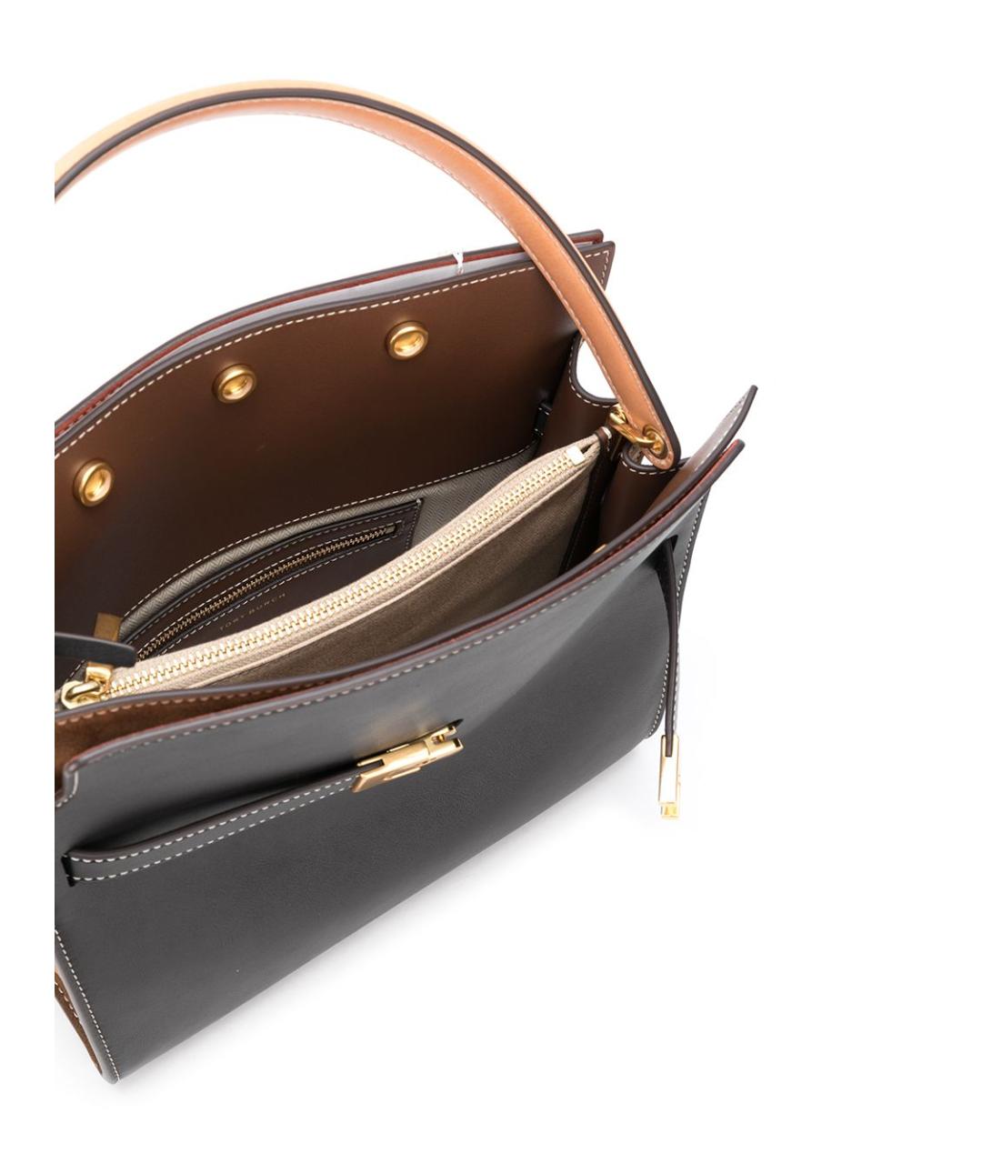 TORY BURCH Черная кожаная сумка с короткими ручками, фото 2