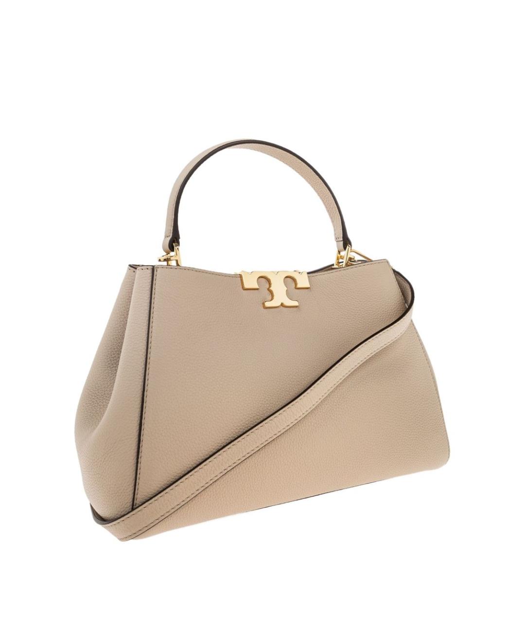 TORY BURCH Бежевая кожаная сумка с короткими ручками, фото 2