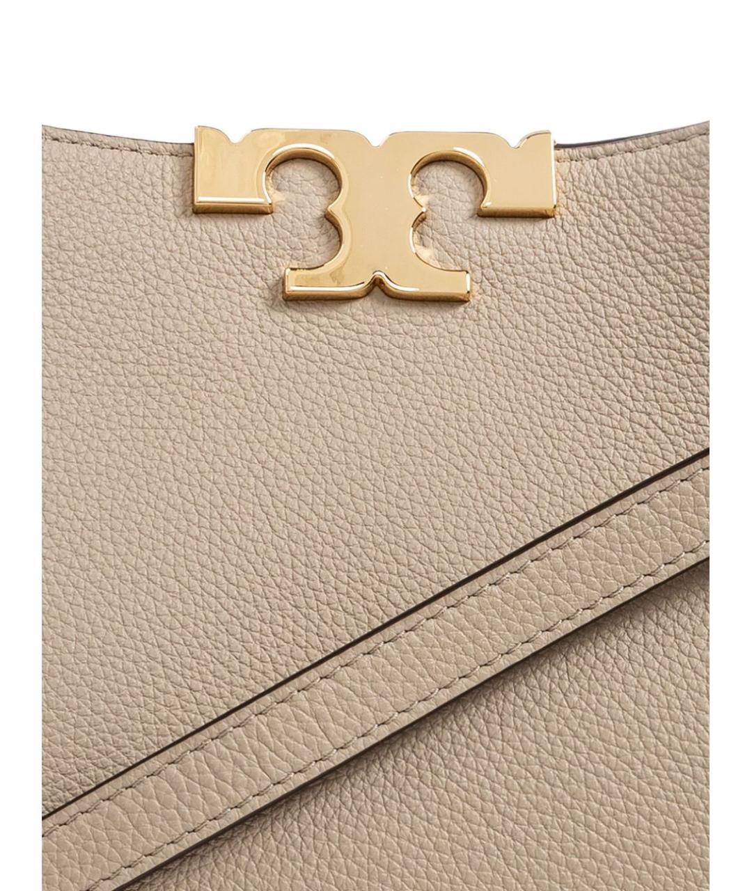TORY BURCH Бежевая кожаная сумка с короткими ручками, фото 5