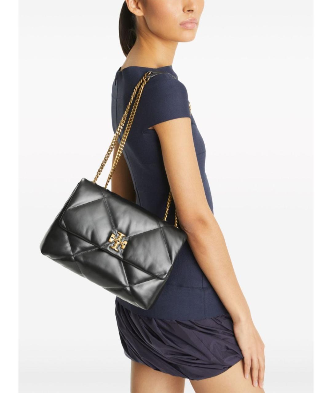 TORY BURCH Черная кожаная сумка с короткими ручками, фото 3