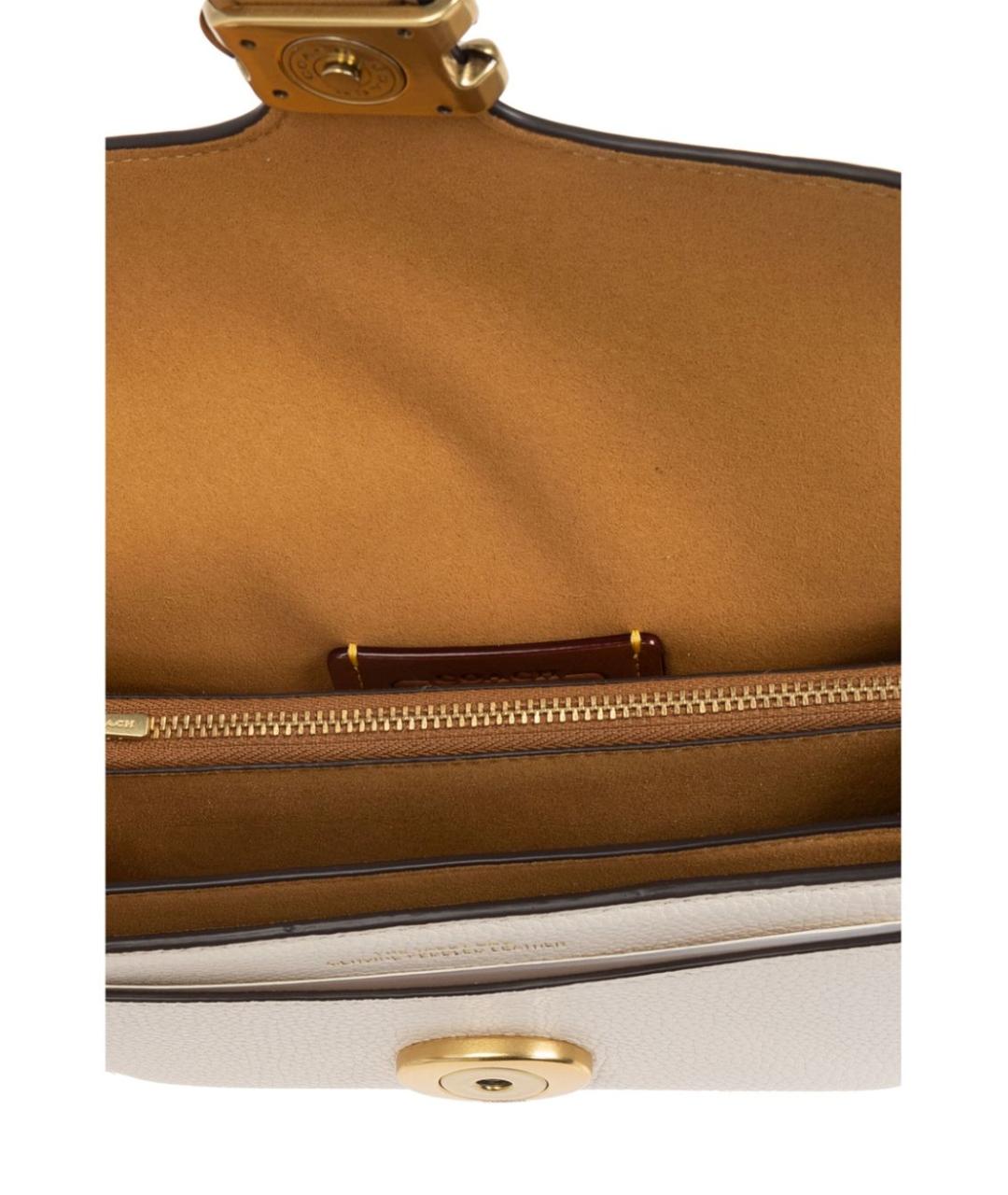 COACH Белая кожаная сумка с короткими ручками, фото 2