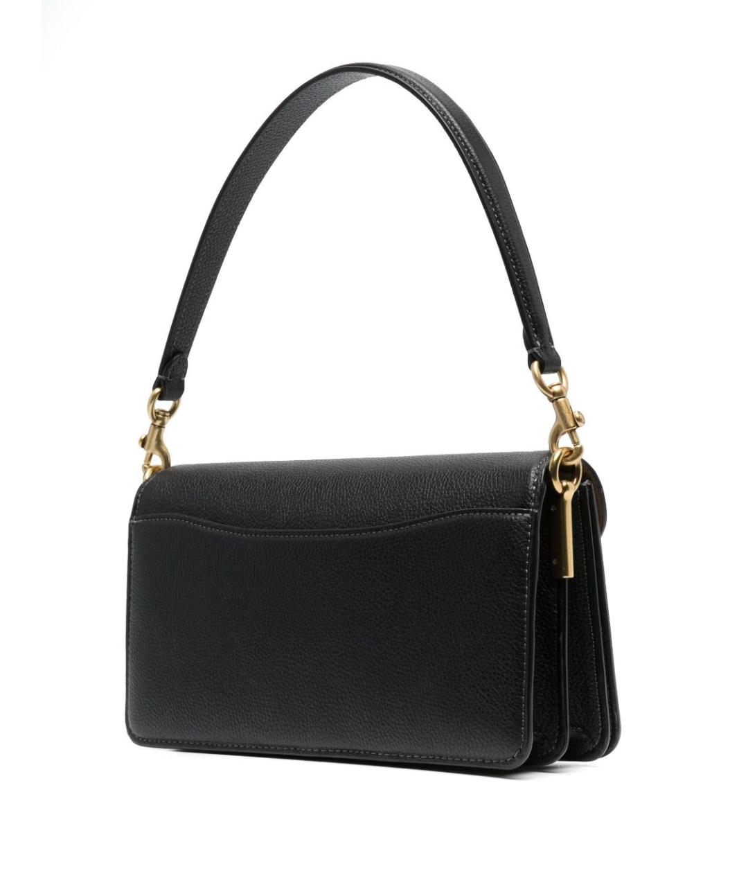 COACH Черная кожаная сумка с короткими ручками, фото 4