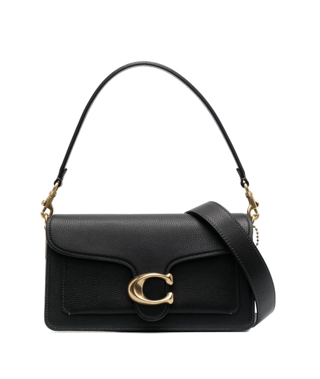 COACH Черная кожаная сумка с короткими ручками, фото 1