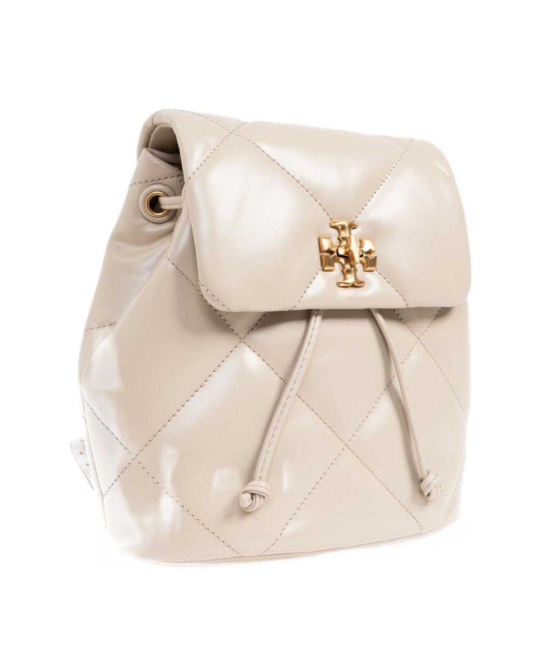 TORY BURCH Бежевый кожаный рюкзак, фото 4