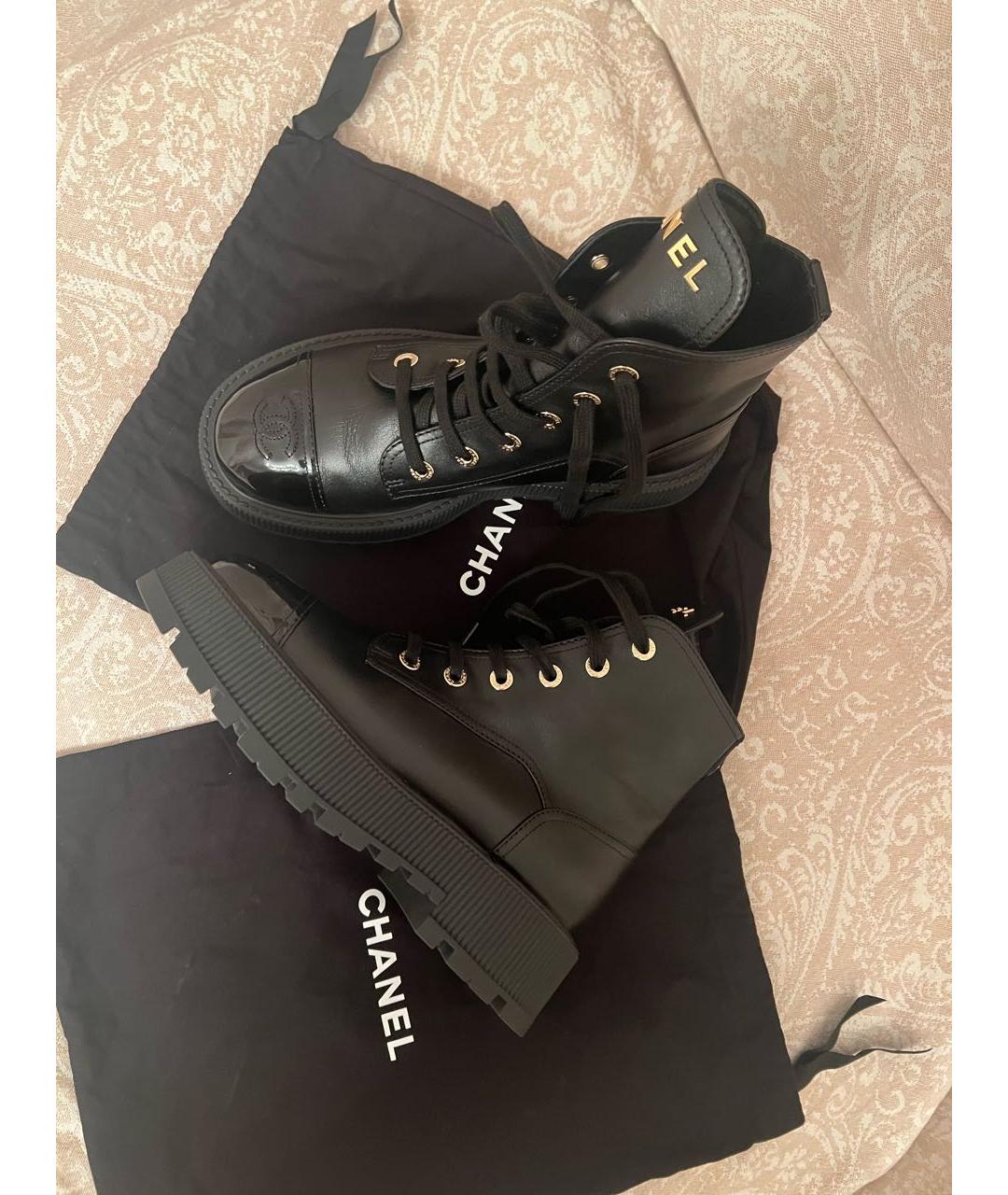 CHANEL Черные кожаные ботинки, фото 3