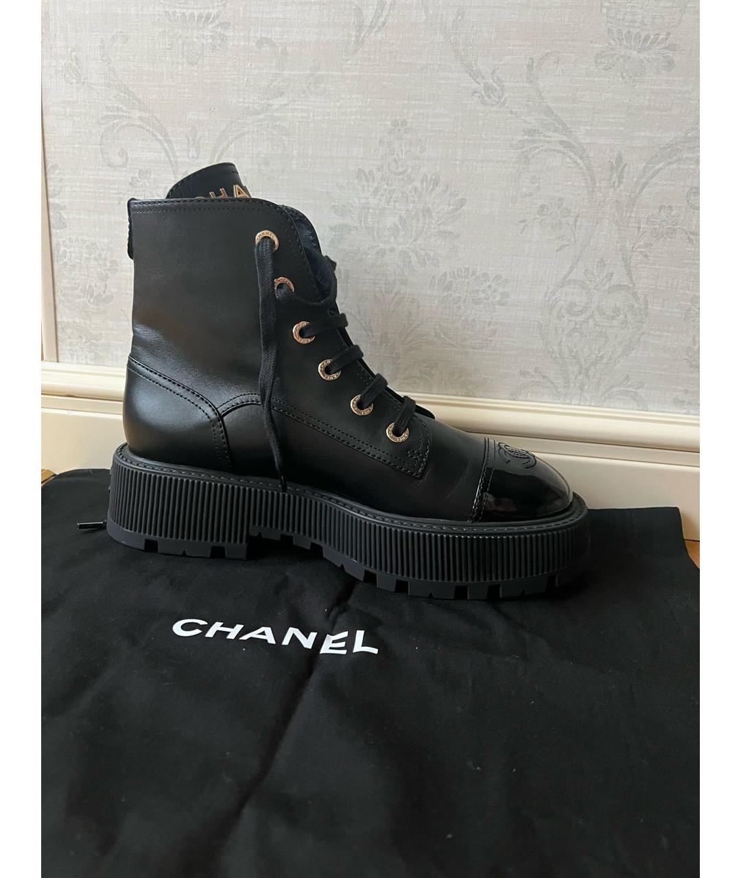 CHANEL Черные кожаные ботинки, фото 5