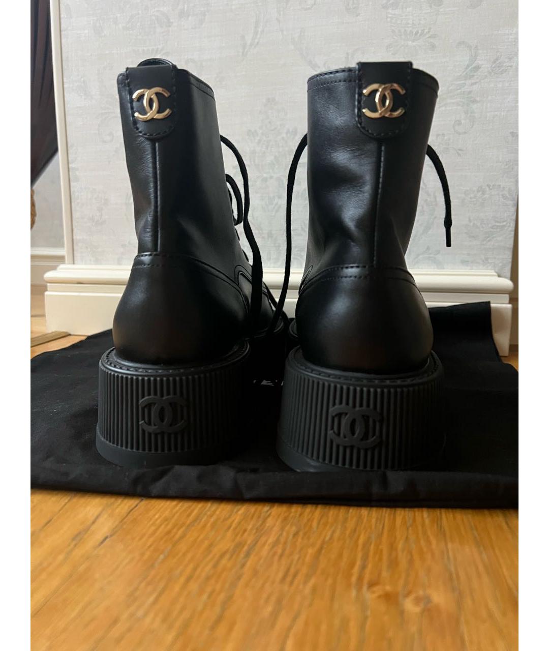 CHANEL Черные кожаные ботинки, фото 4