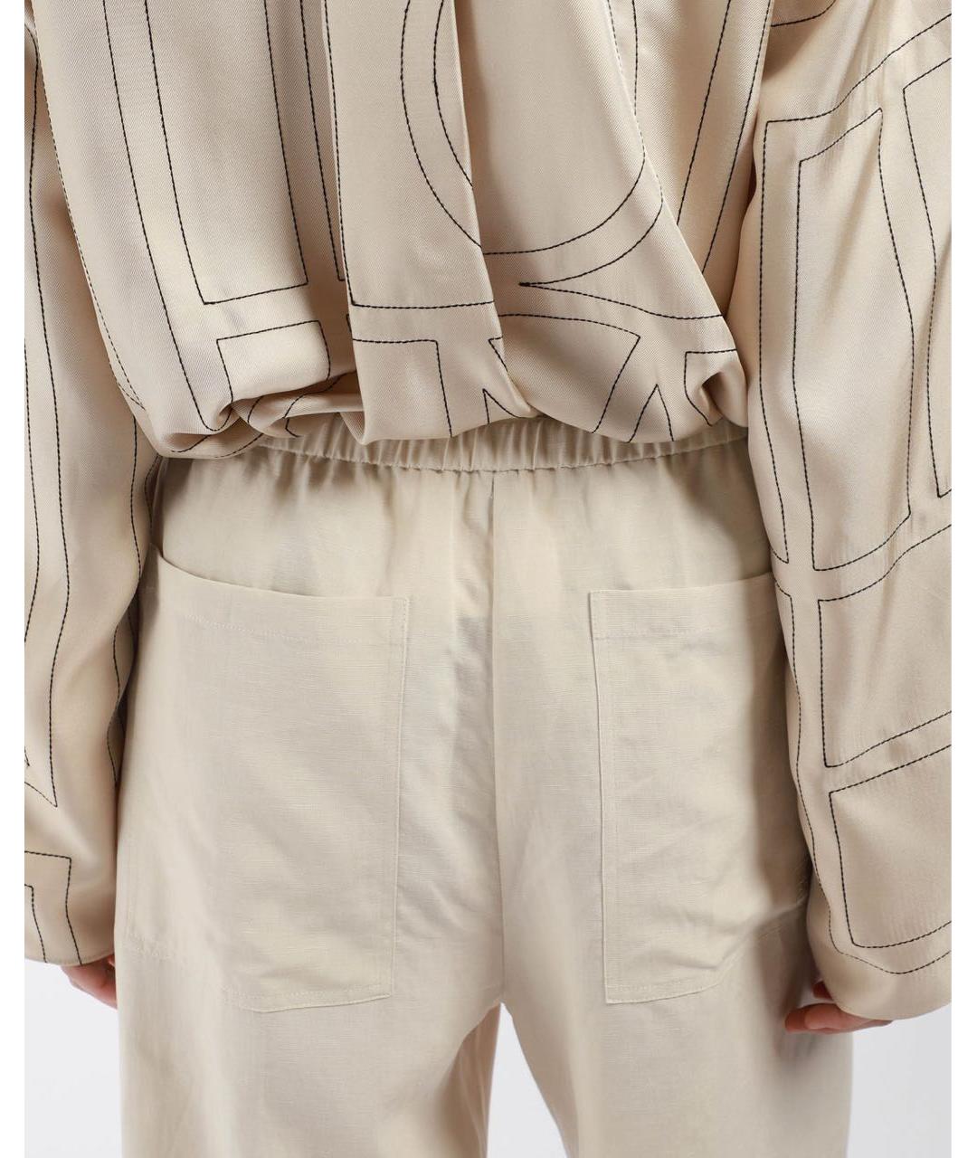 TOTEME Белые вискозные брюки широкие, фото 5