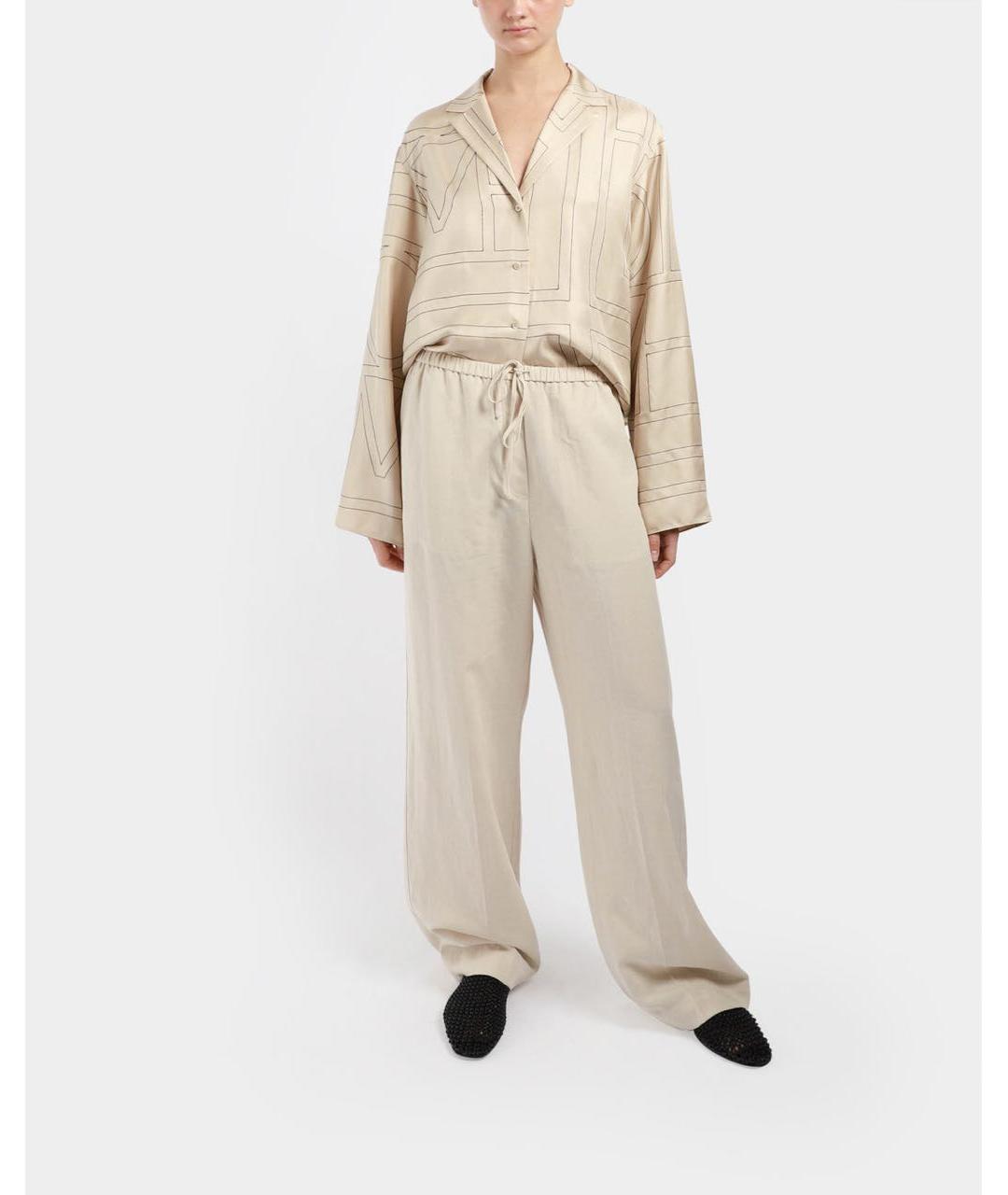 TOTEME Белые вискозные брюки широкие, фото 6