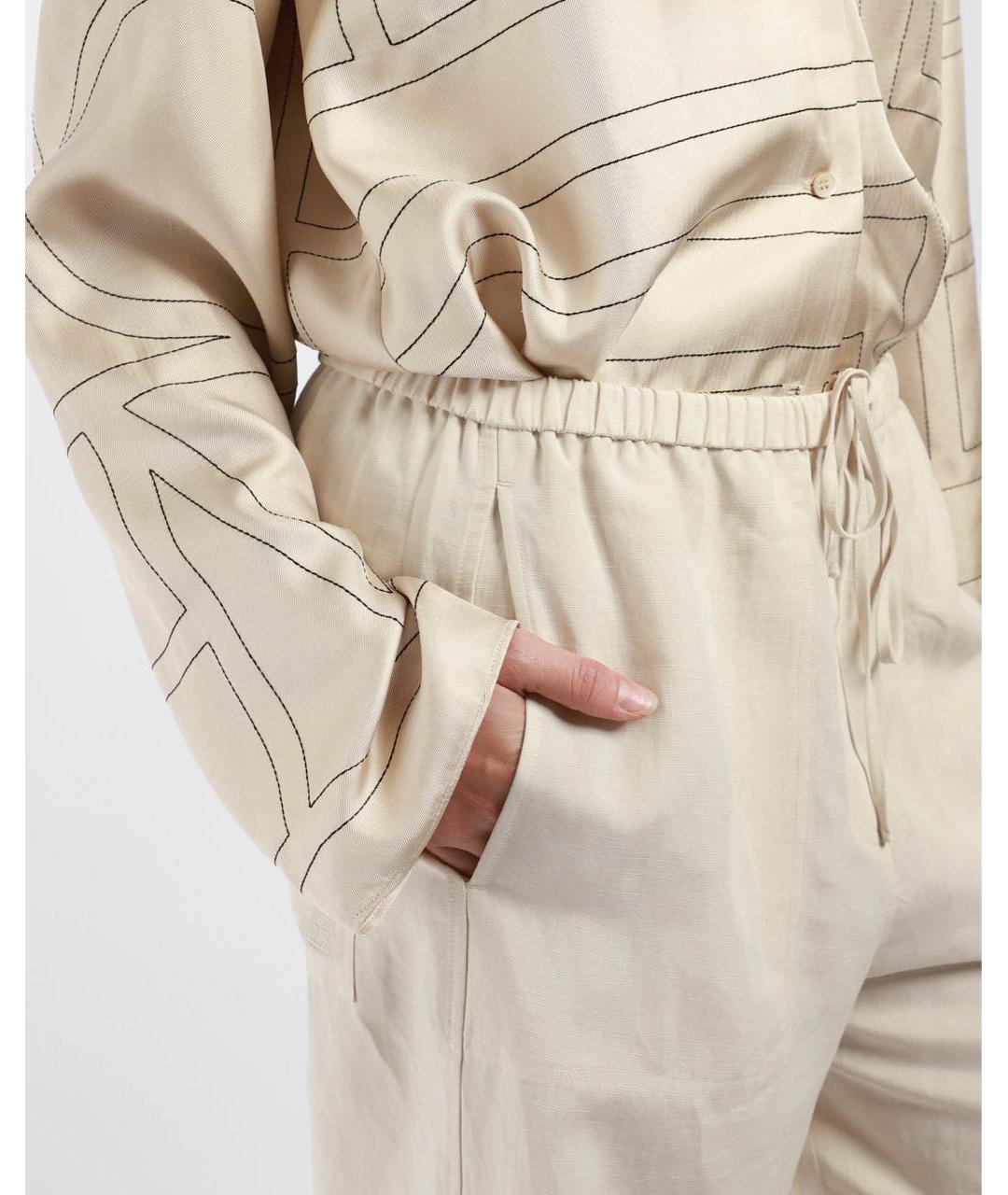 TOTEME Белые вискозные брюки широкие, фото 4