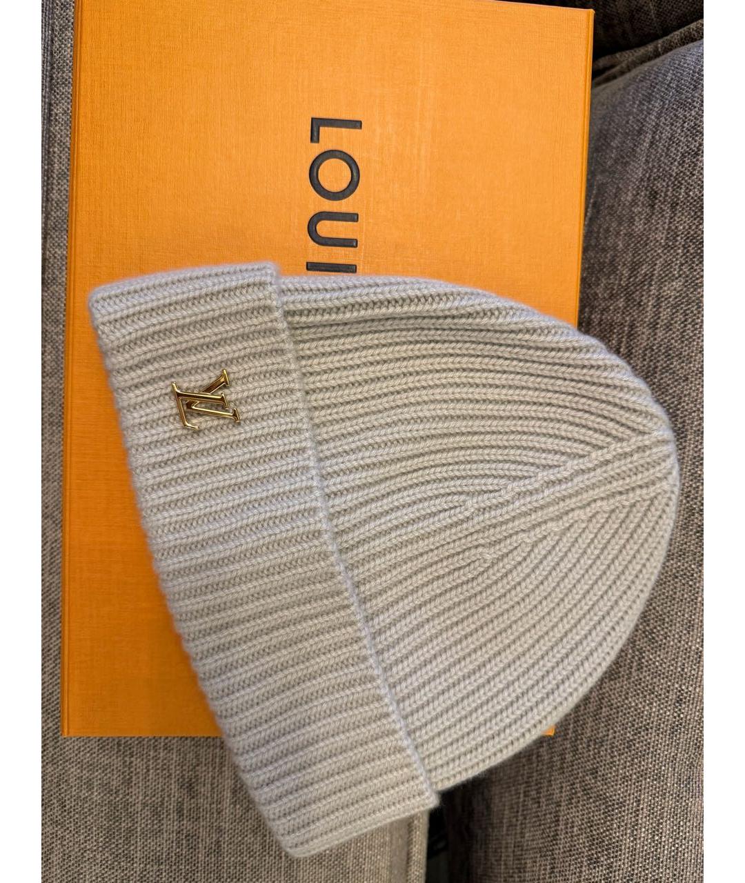 LOUIS VUITTON Серая шерстяная шапка, фото 2