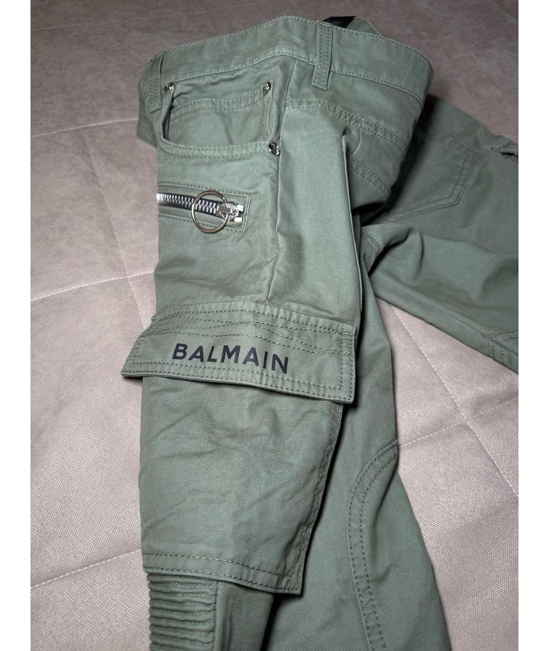 BALMAIN Хаки хлопковые повседневные брюки, фото 5
