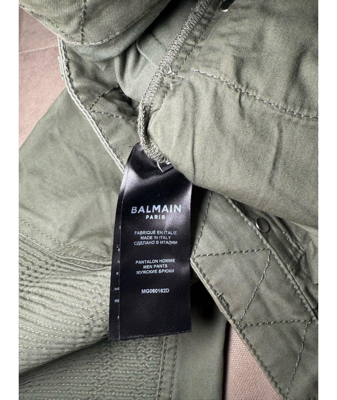 BALMAIN Хаки хлопковые повседневные брюки, фото 3